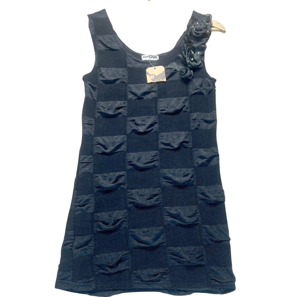 Y2K Retro Rhinestones Black Sleeveless Floral Accent Top Blouse NWT S Y2K‎